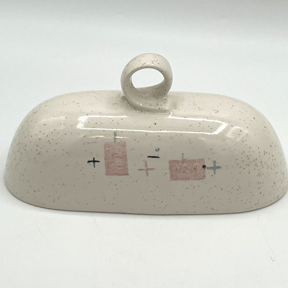 Vintage Vernon‎ Ware Tickled Pink butter dish lid replacement Metlox Ceramic MCM